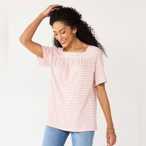 Croft & Barrow Striped Square-Neck Top l SIZE LP